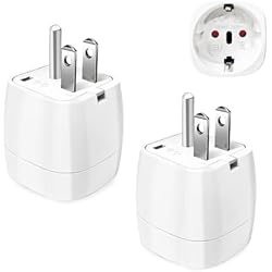 Convertidor Cargador Europeo 2 Piezas Adaptador Enchufe Americano a Español, de 2 Patas Europa hacia 3 Patas EEUU, USA para Canada Mexico Colombia Tailandia, Tipo B, Blanco