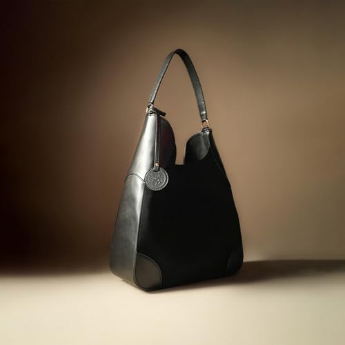 Image of Theater Fudge Shoulder Bag for Women | Structured Faux Leather & Faux Suede Hobo Tote with Magnetic Closure | Spacious Everyday Handbag with Internal Zip Pocket