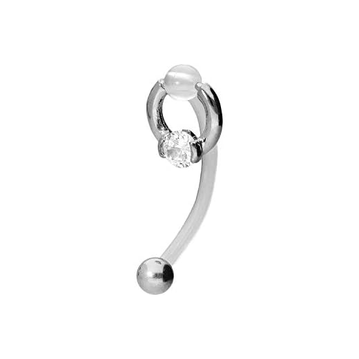 PIERCINGLINE PMFK Bananabell + acier chirurgical | Anneau + cristal de 4 mm | Piercing intime du ventre | Choix de couleurs