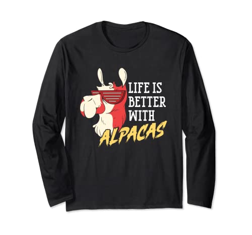 Life Better With Alpacas | Animales de llama | Amante de las alpacas Manga Larga
