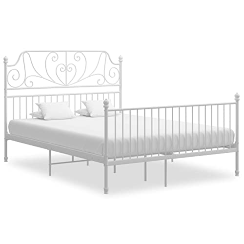 Yunir Marcos de Cama Dobles con Cabecera, Marco de Cama de Metal Tamaño Queen con Soporte de Listones, Marco de Cama con Plataforma de Acero, Almacenamiento Debajo de la Cama, 160x200