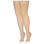 Amazon Basic Care Medical Compression Stockings, 20-30 mmHg Support, Women & Men Thigh Length Hose, Open Toe, Beige, Large (Previously NuVein) - Image 3