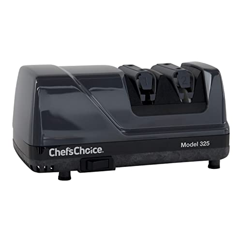 Afiadores de facas elétricos profissionais da Chef'sChoice Sharp-N-Hone com abrasivos de diamante 100% e guias de ângulo de precisão para facas serrilhadas e de borda reta de 20 graus, 2 estágios