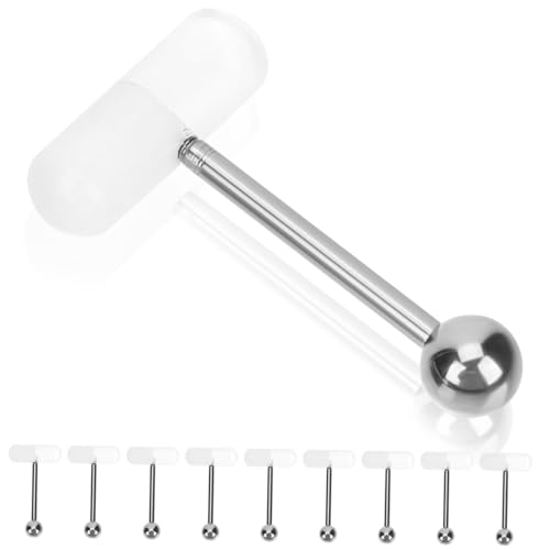 Homoyoyo 10 Piezas Anillo de lengua de acero inoxidable lengua uñas anillos de lengua retenedores perforantes piercings joyería retenedor de perforación uña lengua Acrílico