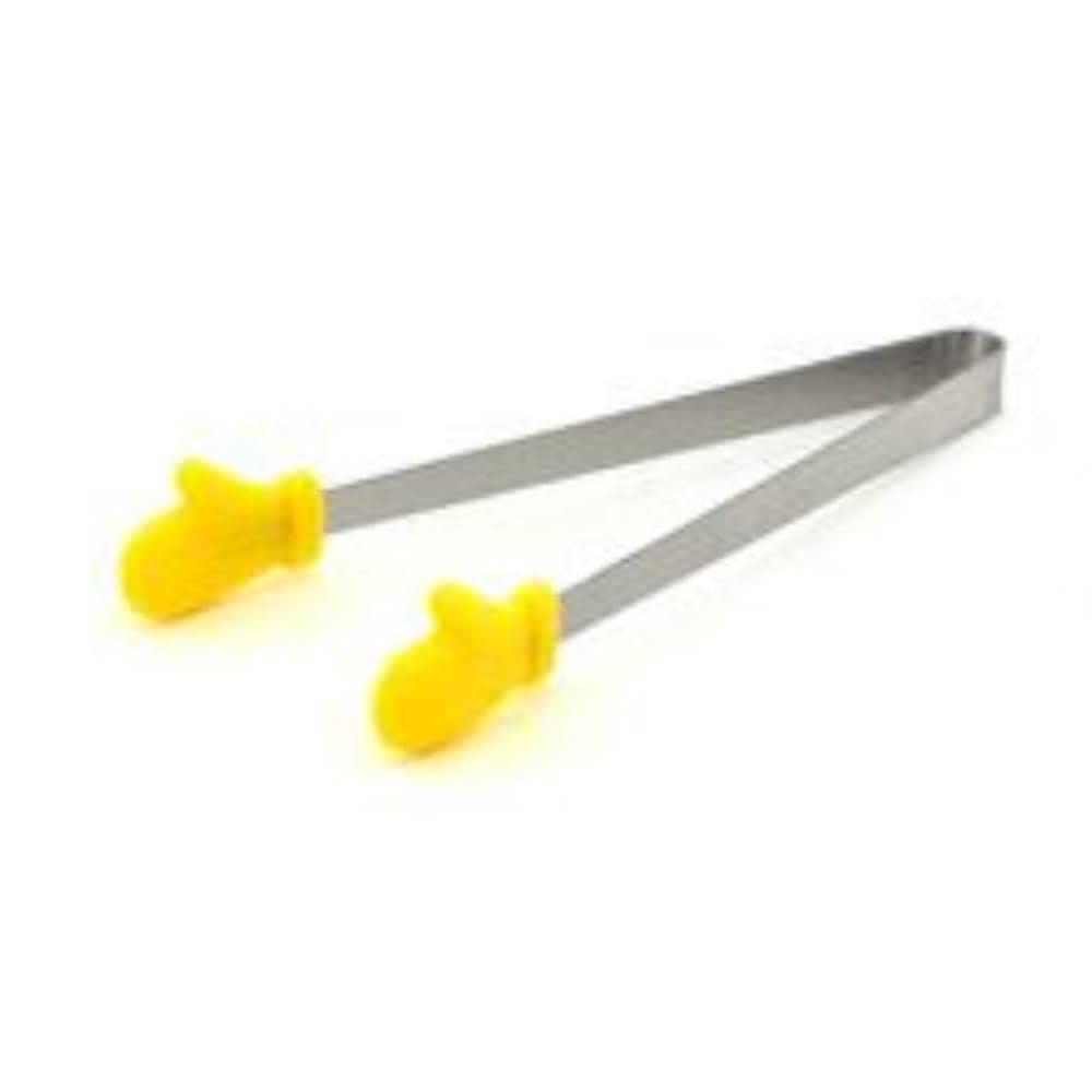 Glove Shape Silicone Tongs, Heat Resistant Silicone BBQ Tongs and 5 Inch Salad Buffet, Silicone Fruit Tongs for Ice Cube Sugar, Yellow