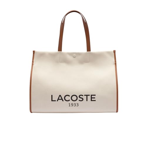Lacoste Unisex Large Shopping Tote Bag, Natural Tan, One Size