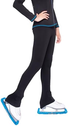 Jinhiteam Figure Skating Leggings Size 5-6 Years Old Kids Solid Black Strechy High Waist Girls Pants for Practise Class