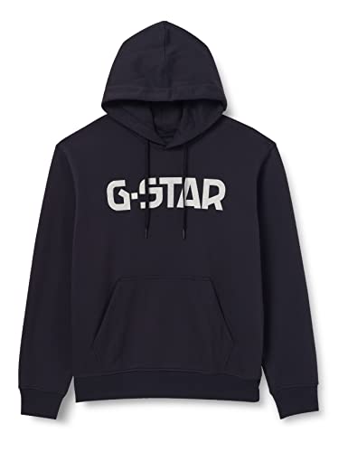 G-STAR RAW Felpa con Cappuccio, Blue (Mazarine