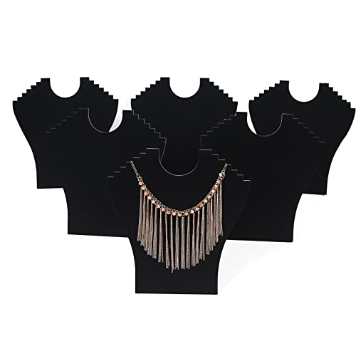 Ausalivan 6 Pcs/Set Necklace Display Stand for Selling,Necklace Holder for Jewelry Store,Black Velvet Jewelry Rack for Home Bedroom( 6 Pcs Black Velvet Necklace Rack)