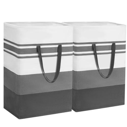 2 Piezas Cesto para Ropa Sucia,75L Bolsas Cestos para la Colada Plegable Bolsas de Lavandería Grande Cesto Ropa Sucia, Impermeable Canasta de Lavandería para Cuarto de Lavado Baño,60x40x34cm