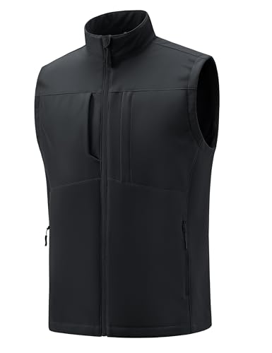 MAGCOMSEN Men's Lightweight Softshell Vest Outerwear Windproof Fleece Lined Zip Up Sleeveless Jacket for Golf Running Hiking