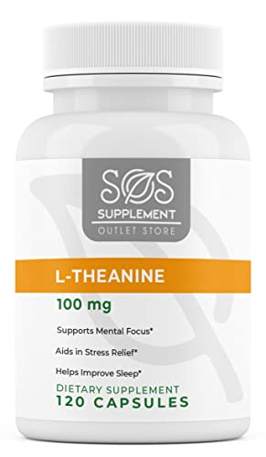 SOS L-Theanine Brain Support Focus Supplement 100mg 120 Count