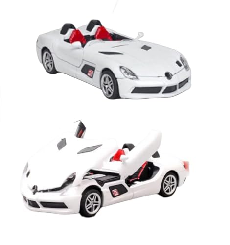 Image of 1 /32 Merceedes Benz SLR AMG GT Future Model Car - Exclusive Alloy Metal Pullback Toy with Openable Doors, Lights, and Music for Kids (1:32 Merceedes SLR- White)