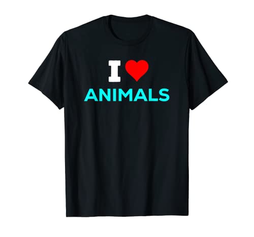 Funny Cute I Heart Love Animals Cian Teal Blue Camiseta