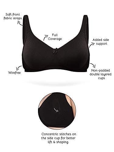 Image of Inner Sense Organic Cotton Bamboo Bra for Woman with Concentric Stitches I Full Coverage Bra for Heavy Bust with Side Support I Non Padded Innerwear with Wire-Free Design