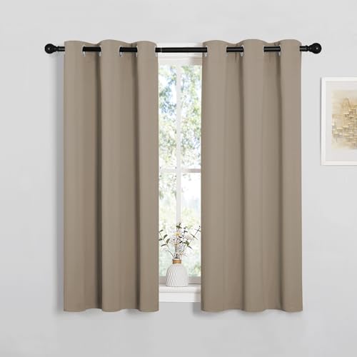 Image of NICETOWN Bedroom Curtain Panels Blackout Draperies, Thermal Insulated Solid Grommet Blackout Curtains /Drapes (Taupe, 1 Pair, 34 by 45-inch)
