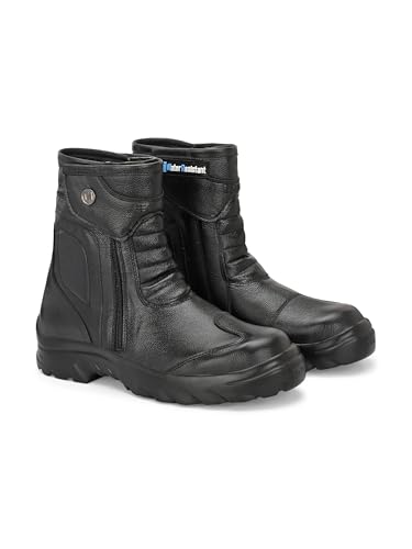 Image of Eego Italy Rider Goat, Water Resistant Biker boot /Motorcycle riding boot, real leather upper, steel toe protection, padded in socks, 3M Reflectors ankle protection - RIDERGOAT-BLACK-6