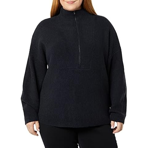 Amazon Essentials Jersey elástico con Cuello de Polo con Cremallera hasta la Mitad de Punto Medio Mujer Cover
