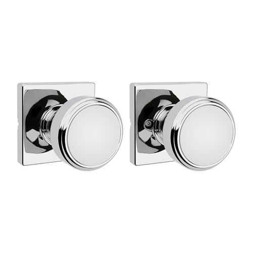Image of Kwikset Maven Interior Passage Door Knob, Square Handle for Closet and Hallway Doors, Non-Locking Doorknob in Polished Chrome, with Microban Protection