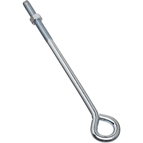 Image of National Hardware N221-341 2160BC Zinc Plated Eye Bolt with Hex Nut Included, 1 /2 in x 12 in Machine Screw Threading, Industrial Grade Fastener for Home and Outdoor Applications