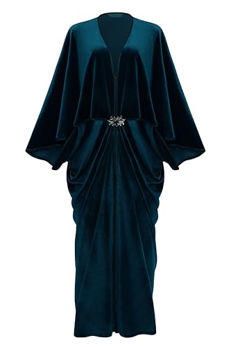 BABEYOND 1920s Velvet Cocoon Gown - Hollywood Style Robe Great Gatsby Party Outfit Women Batwing Sleeves Art Deco Coat Robe2