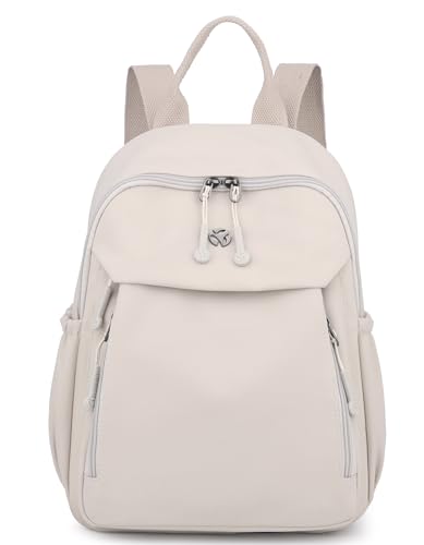 Image of Pealwel Mini Nylon Women Backpacks,Small Ladies backpacks Lightweight Shoulder Satchel Bag Tote Handbag Casual Travel Daypack (Beige(A))