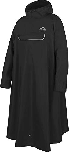 normani Unisex Regenponcho EXTRA Lang mit Ärmeln und Brusttasche für Damen und Herren - Brusttasche und 3M™ Scotchlite™ Reflektor - 100% Winddicht - 100% Wasserdicht Farbe Dunkelschwarz Größe S/M
