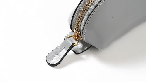 Image of Cockatoo Genuine Leather Pencil Pouch, Accessories holder, Stationery Bag, Zippered Pen Case for Work & Office (Dawn Blue)