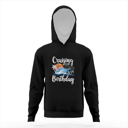 Vintage Cruising Into My 40th Birthday Retro Hoodies for Teen Girls Boys Lightweight Kangaroo Pocket Sweatshirt3
