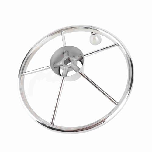 aqxreight 13 5in 5 Spoke Steering Wheel with Knob Stainless Steel Marine Boat Accessories 3 4in Shaft Standard Boat Steering Wheel5 Spoke WheelSteering Wheel ReplacementBoat Suppli
