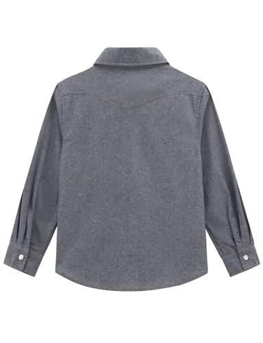 Spring&Gege Boys' Long Sleeve Chambray Shirt Western Cowboys Pearl Snap Button Down Shirts (5-14 Years)2