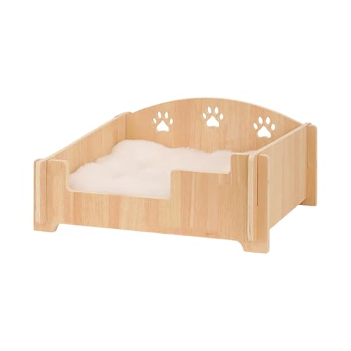 Lit pour chat en bois résistant aux griffures canapé robuste avec coussin pour animaux - 8