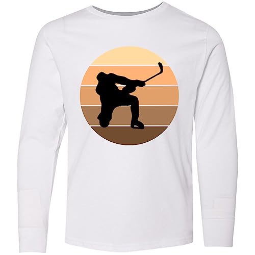 inktastic Hockey Retro Sunset Youth Long Sleeve T-Shirt