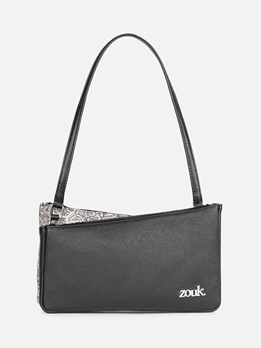 Image of ZOUK Kiya Small Shoulder Bag for Women - Dual-Sided Shoulder Bag with Criss-Cross Design| Handcrafted Purse with Dual Zipper Compartments & Water-Resistant Lining |