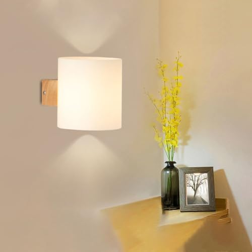 Apliques de pared de madera E27 blanco para iluminación de escaleras 4