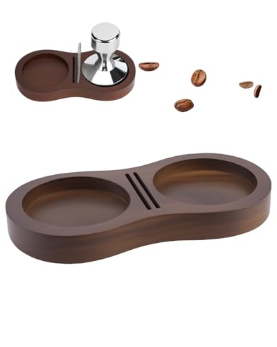 Image of Tamping Station, Walnut Espresso Tamping Station, Espresso Accessories Organizer Compact Coffee Tamper Holder Coffee Maker Tool