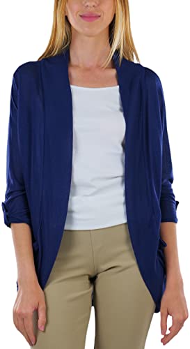Image of ToBeInStyle Womens Open Front Casual Shrug Lightweight Layering Cardigan Sleeveless or Short Sleeve