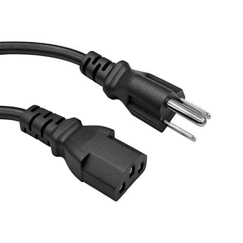 VRAVEK 5ft Universal PC Power Cord, 3 Prong AC Power Cable Replacement for Desktop Computer, Monitor, Printer and HP, Dell, Acer Laptop