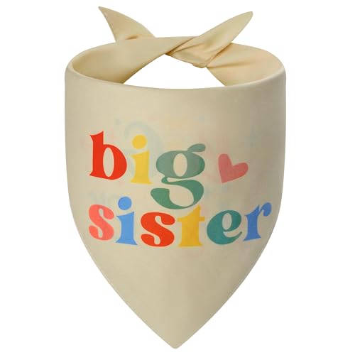 Agroon Big Sister Dog Bandana Colored Letters Large 1PCS Adjustable Triangle Scarf Pregnancy Announecment New Baby for Family.