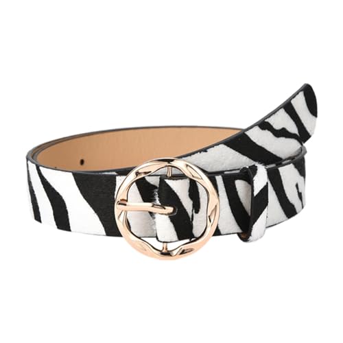 YALLNASL Leopard Zebra Print Belt for Women Vintage Animal Belts for Jeans Dress Belt Faux Leather Cow Blet No Holes
