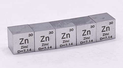 Image of 0.39 inch 10mm Zinc Zn Metal Cube up to 99.9% Pure Periodic Table Element Engraved Density Collection Science Education Display Block Cube + Acrylic Case Box - 1PC