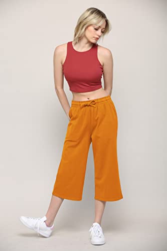 Image of Lock and Love Womens Capri Pants Loose Yoga Pants Wide Leg Drawstring Comfy Lounge Pajama Capris Sweatpants with Pockets