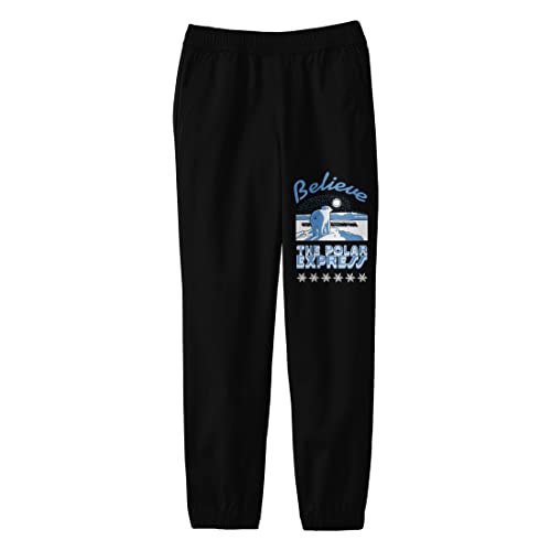 Polar Express Believe with Polar Bear and Train Youth Black Graphic Jogger Pants