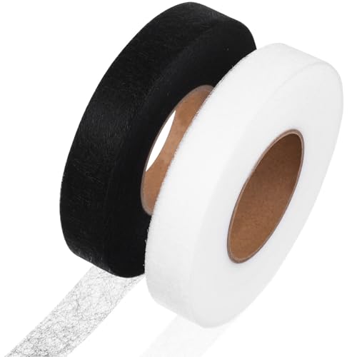 Cabilock 2 Rollos Cinta Termoadhesiva para Tela de Doble Cara Negra, Fácil de Usar Longitud Suficiente para Proyectos de Costura y DIY en Pantalones y Chaquetas