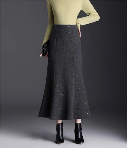 Women's Autumn and Winter Thick Warm Wool Long Skirt High Waist A-line Fashionable Fishtail Skirt3