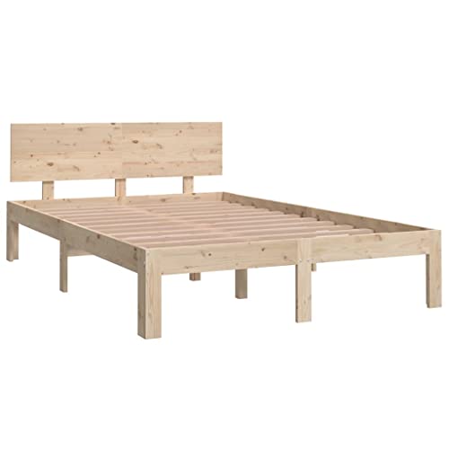 vidaXL Estructura de Cama Somier Dormitorio Matrimonial Base Habitación Muebles Mobiliario Hogar Cuarto Descanso Madera Maciza 120x190 cm