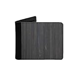 Cartera Delgada de Cuero para Hombre,Cerca Madera Textura Imagen Superficie Rústica Áspera Degradado con Tablones Roble,Cartera Minimalista con Bolsillo Frontal Plegable