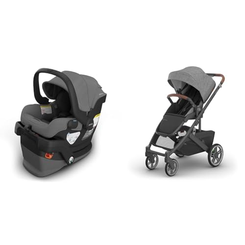 Image of UPPAbaby Cruz V3 Stroller + Mesa V3 Car Seat Travel System Combo - Toddler Seat, Bumper Bar, Bug and Rain Shields, Car Seat Base, and Infant Insert Included - Greyson (Charcoal Melange)