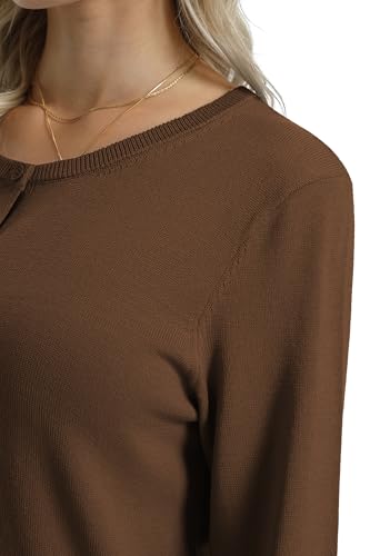 Image of QUALFORT Women's 100% Cotton Lightweight Cardigans Long Sleeve Knitted Button Down Sweater