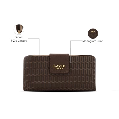 Image of Lavie Luxe Women's Mono Mia25 Bifold Zip Wallet |Gift For Ladies